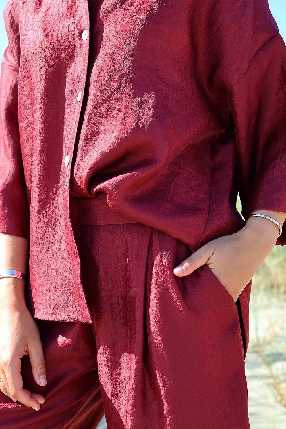 Petal pants - lurex bordeaux