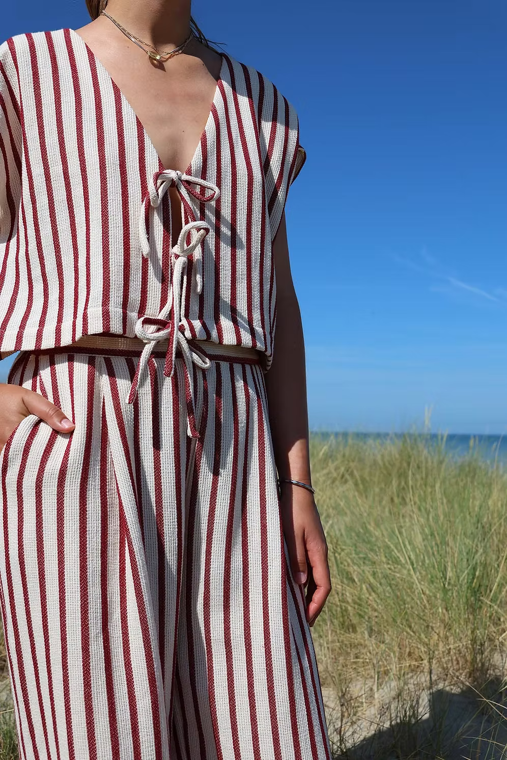 Petal pants - stripe bordeaux