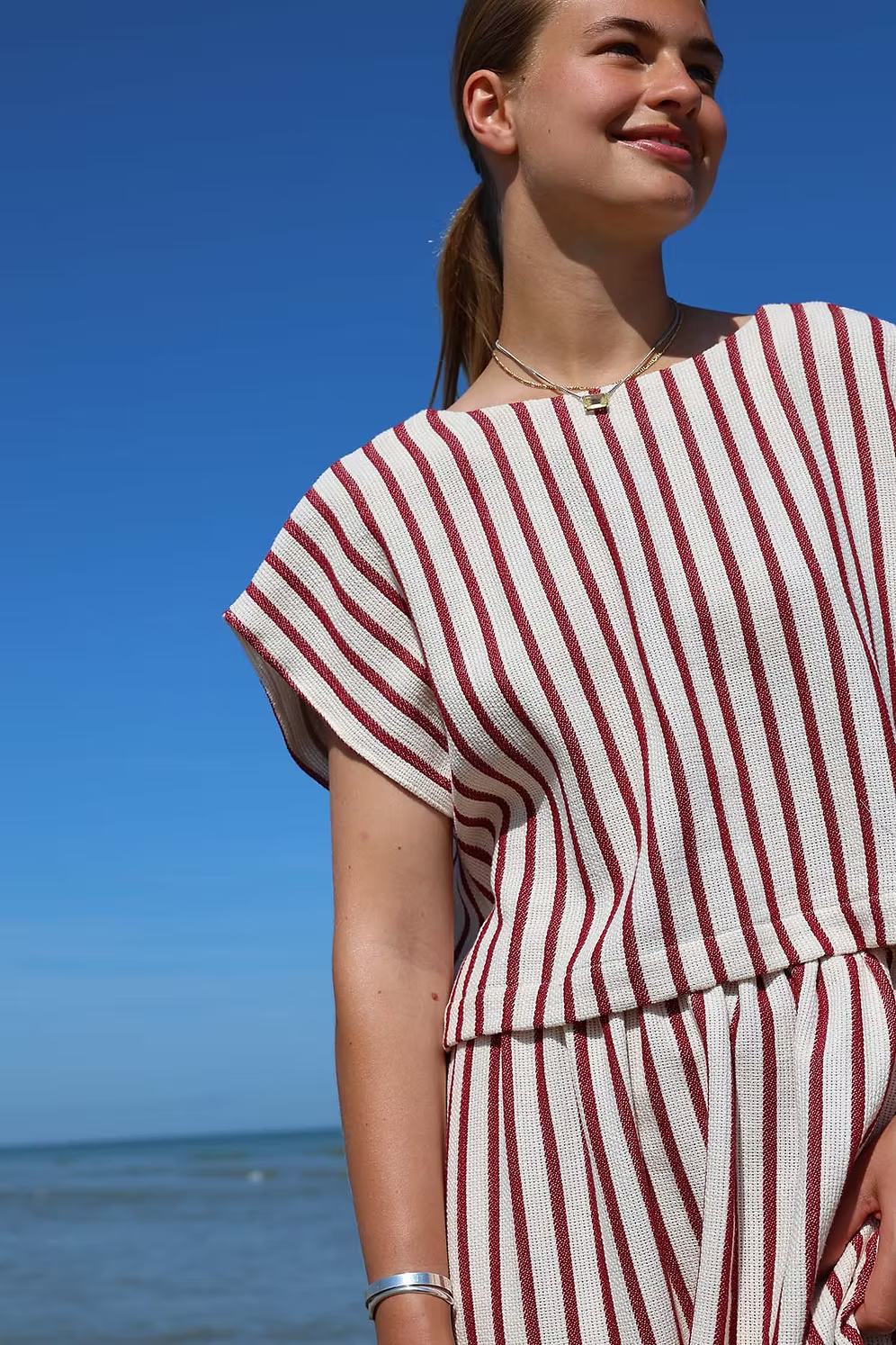 Billie top - stripe bordeaux