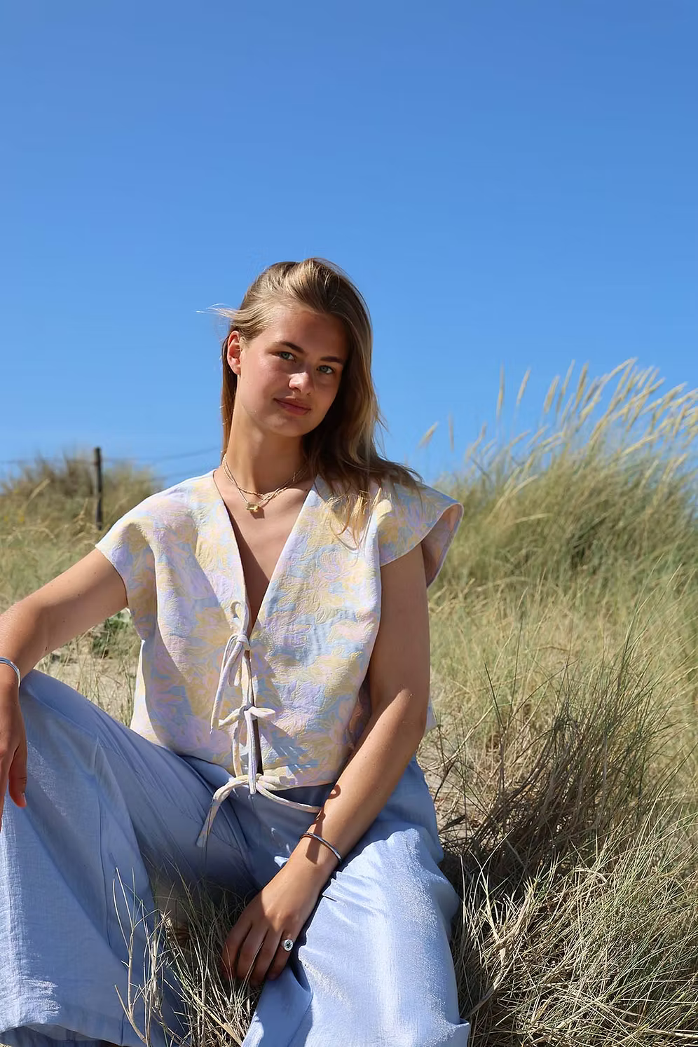 Petal pants - lurex sky blue