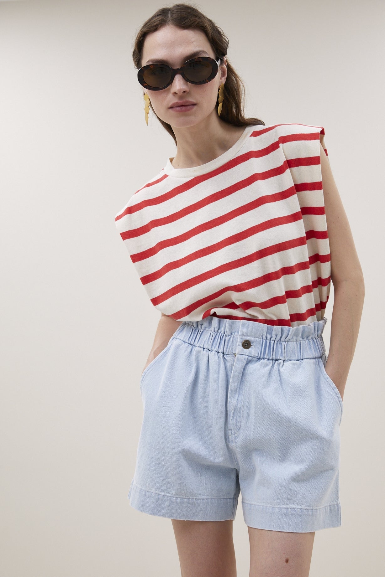 Leon bleached denim short