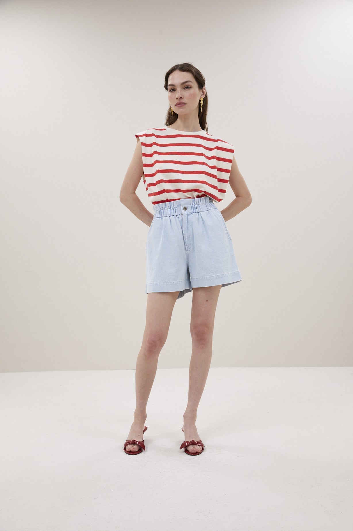 Leon bleached denim short