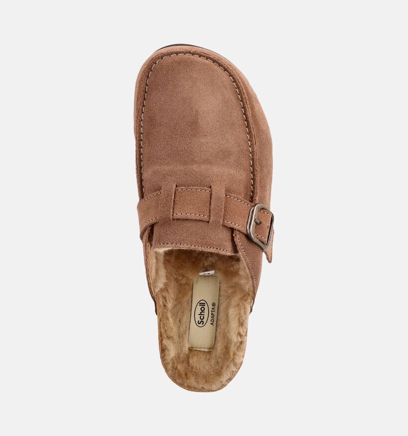 Dakota - Suede mule with faux fur - taupe