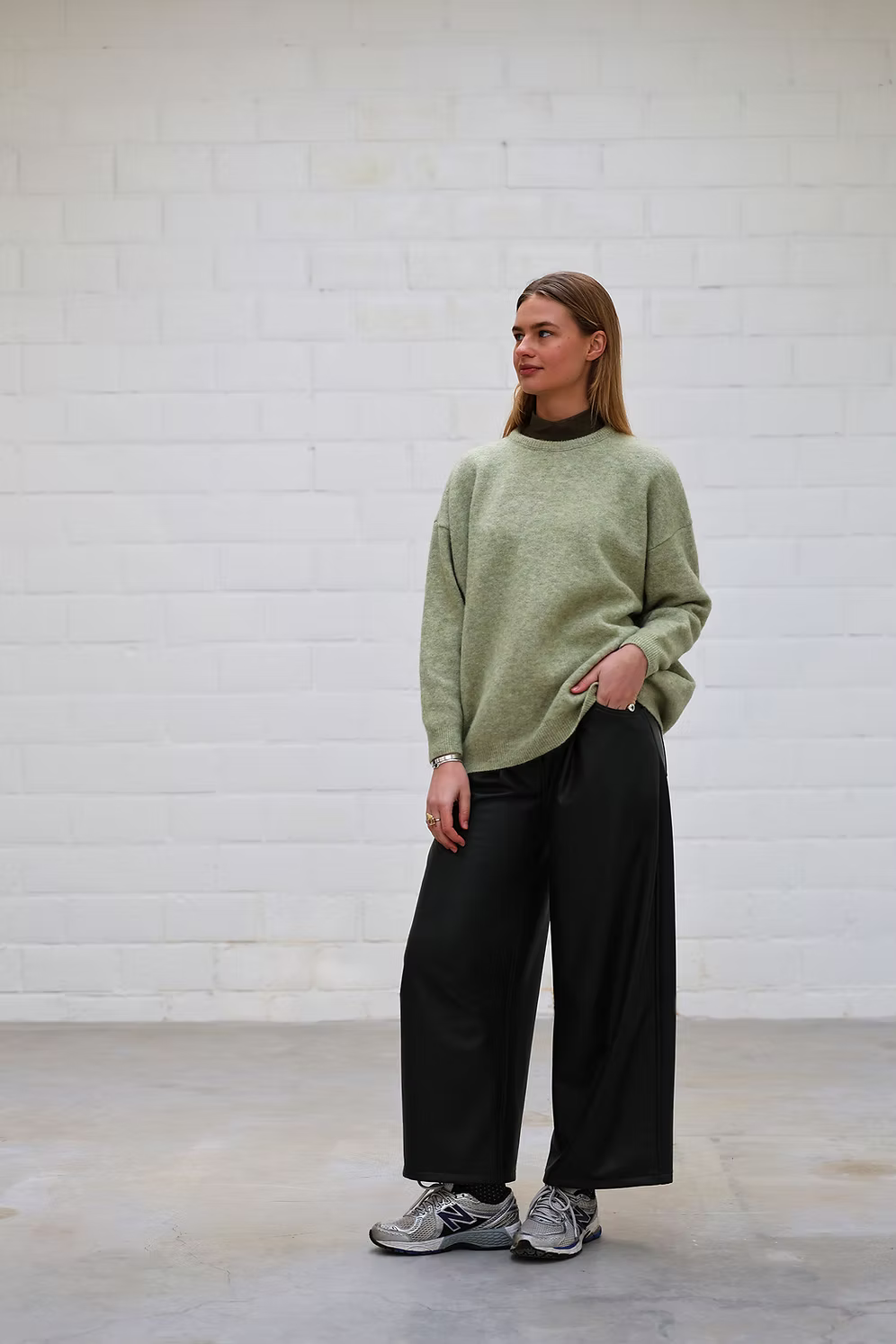 Penny pants - Vegan leather green