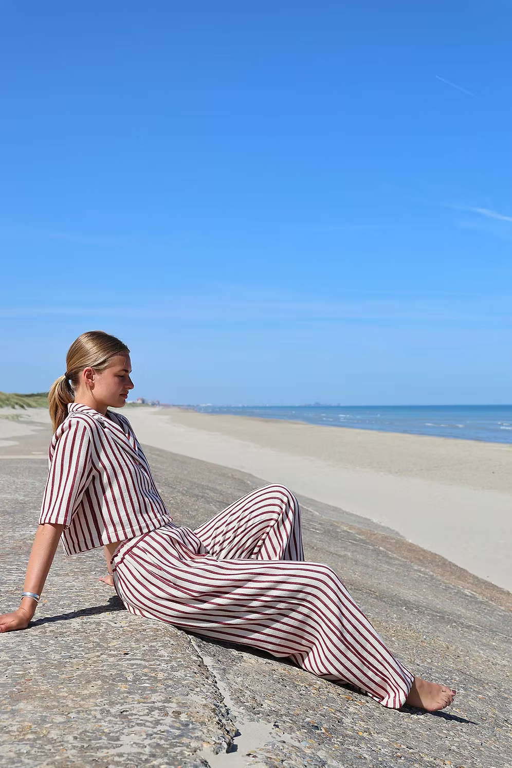 Petal pants - stripe bordeaux