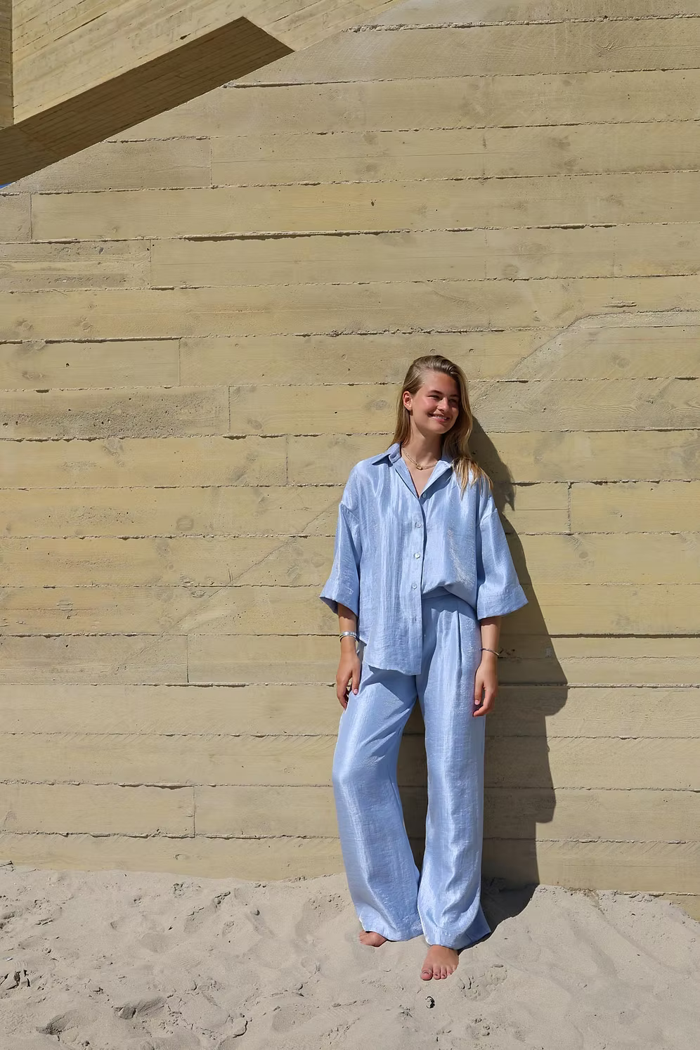 Petal pants - lurex sky blue