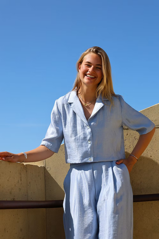 Bella shirt - Lurex sky blue