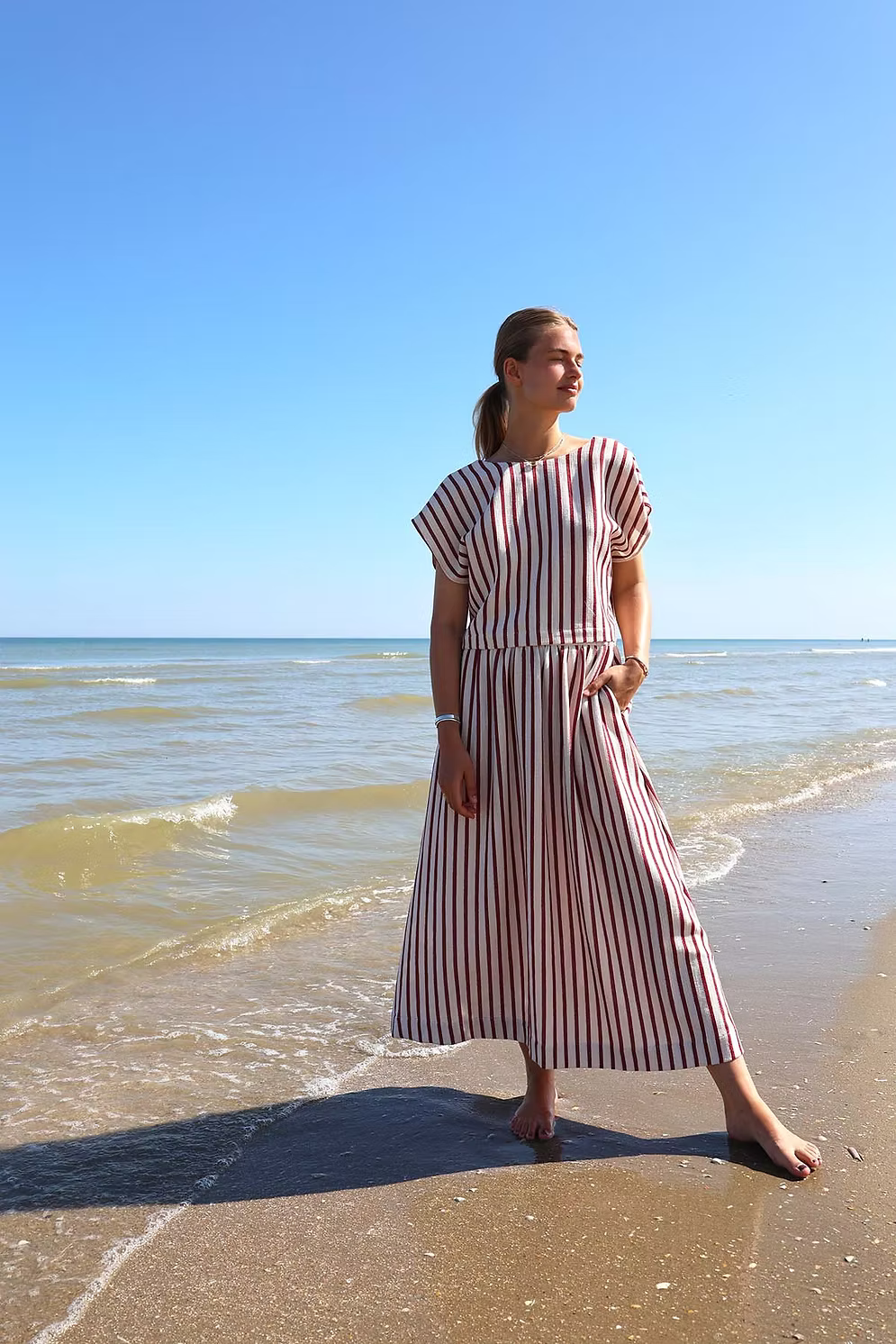 Sari skirt - stripe bordeaux