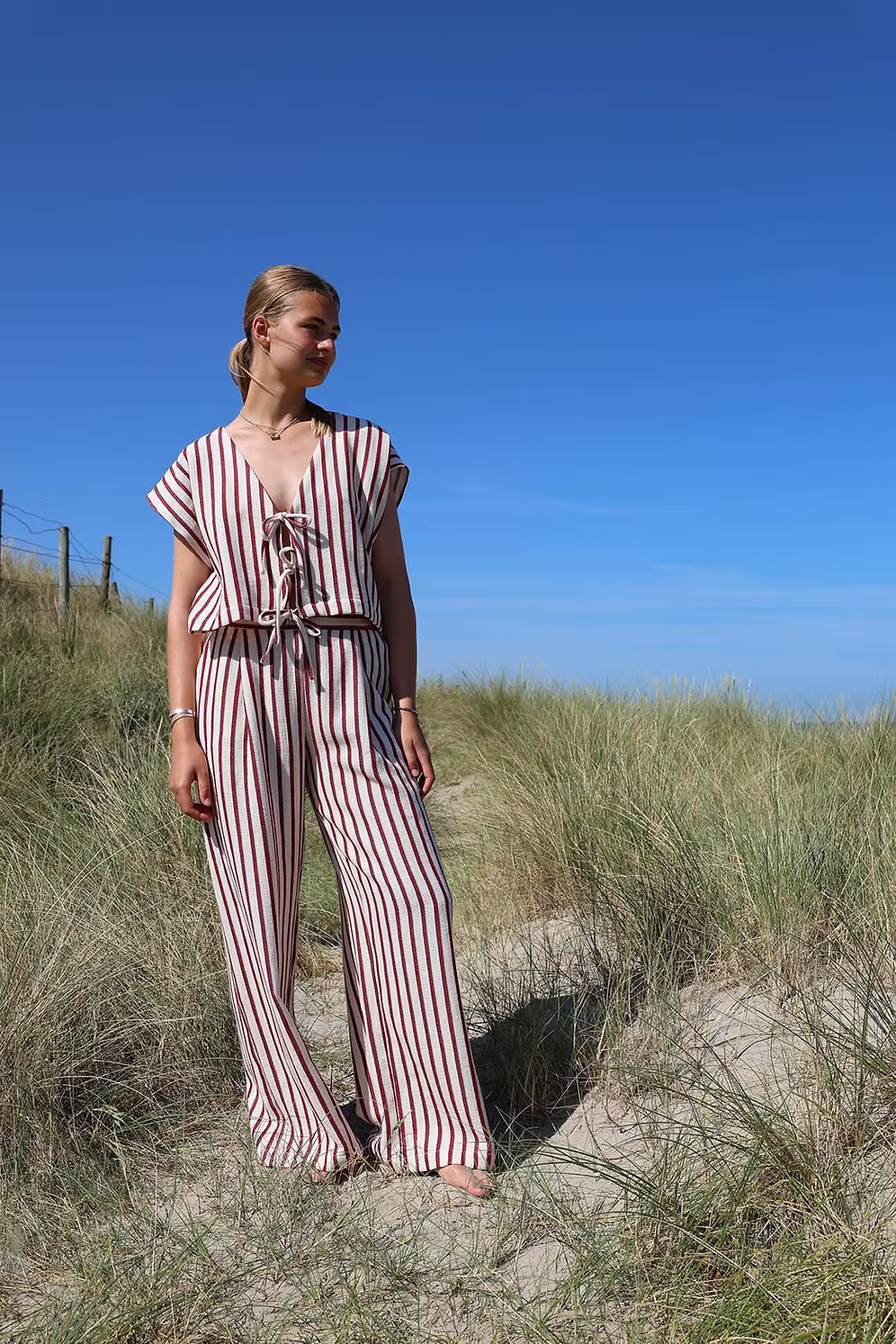 Petal pants - stripe bordeaux