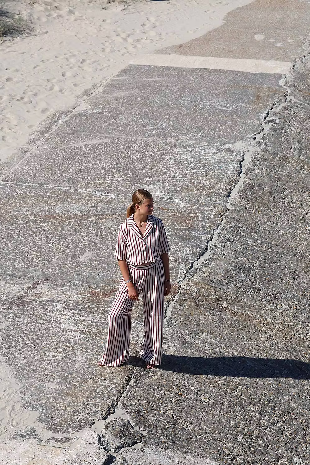 Petal pants - stripe bordeaux