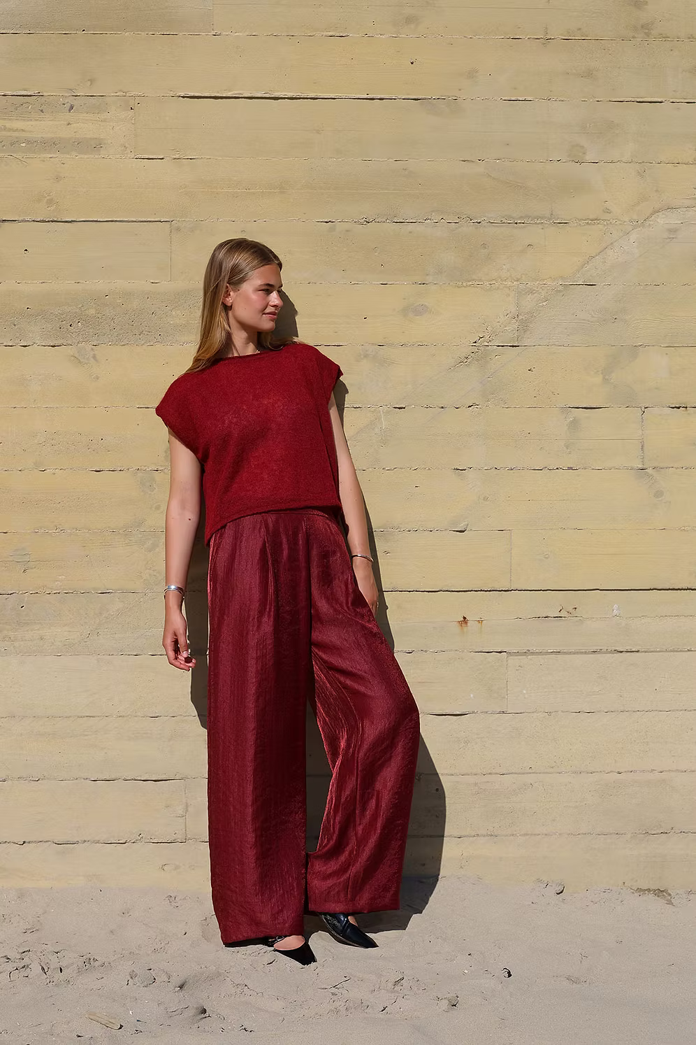 Petal pants - lurex bordeaux