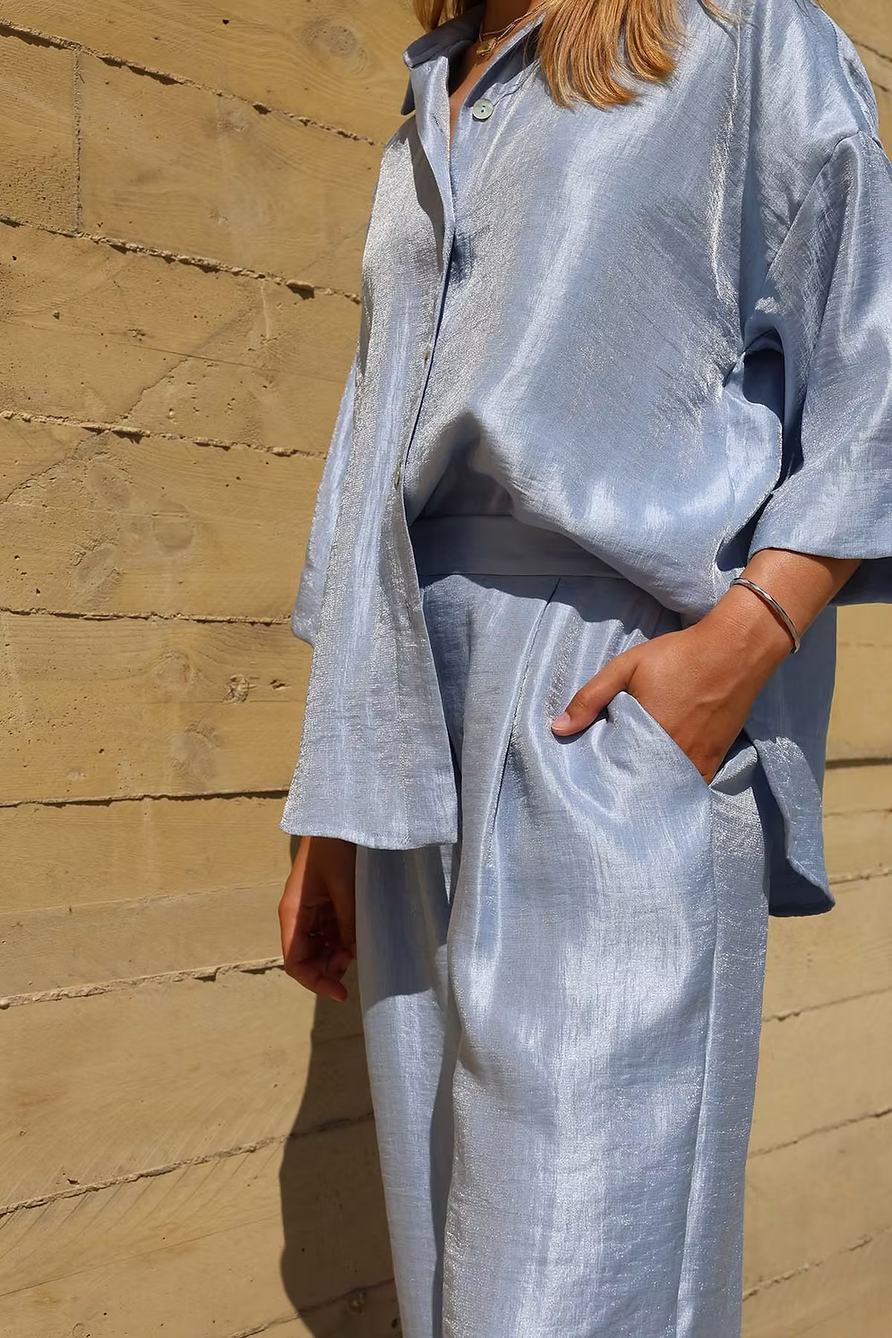 Petal pants - lurex sky blue