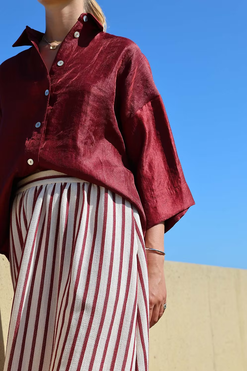 Sari skirt - stripe bordeaux