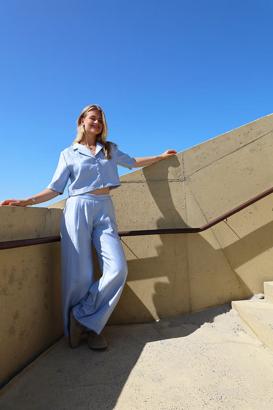 Petal pants - lurex sky blue