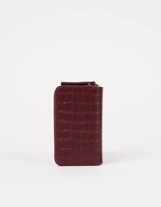 Jett Portemonnee - Kersenrood Croco Print Leer